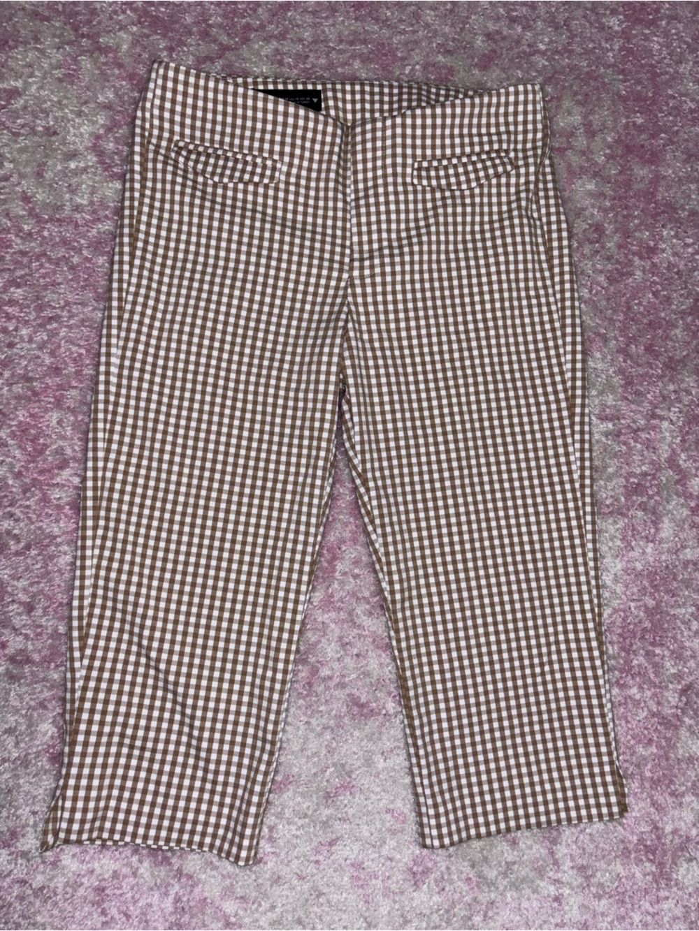 Zara Beige Gingham Capris - Picture 2 of 4